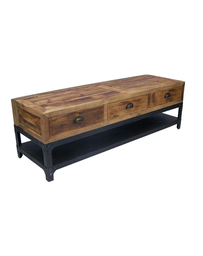 Meuble TV industriel en fer et bois Pismanta