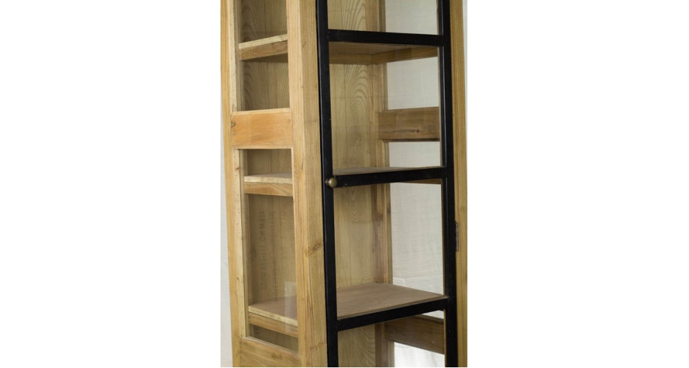 Vitrine industrielle bois et verre Corona