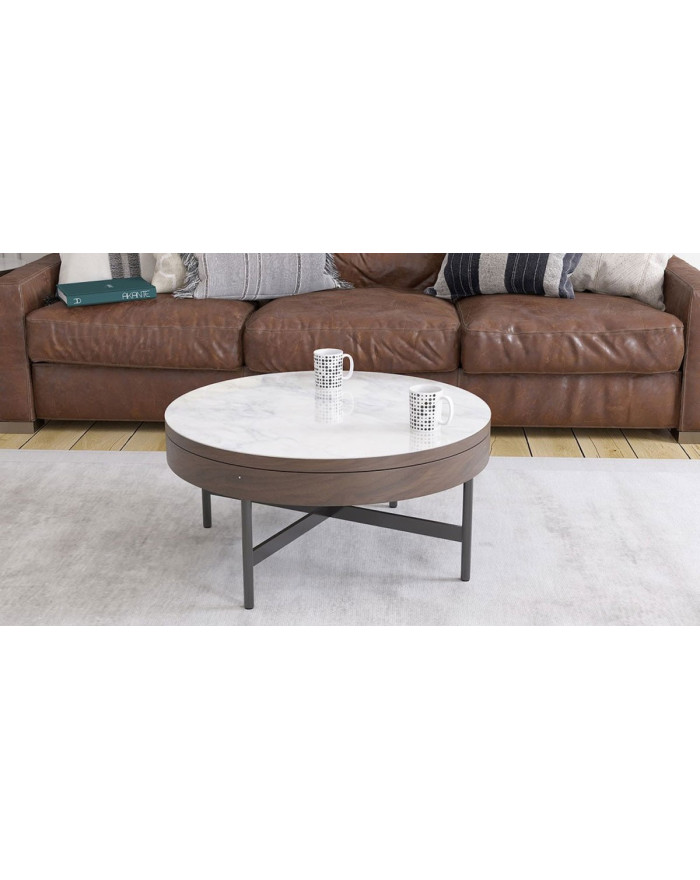 Table basse en noyer et plateau en céramique Carracloe