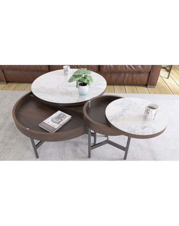 Table basse en noyer et plateau en céramique Carracloe