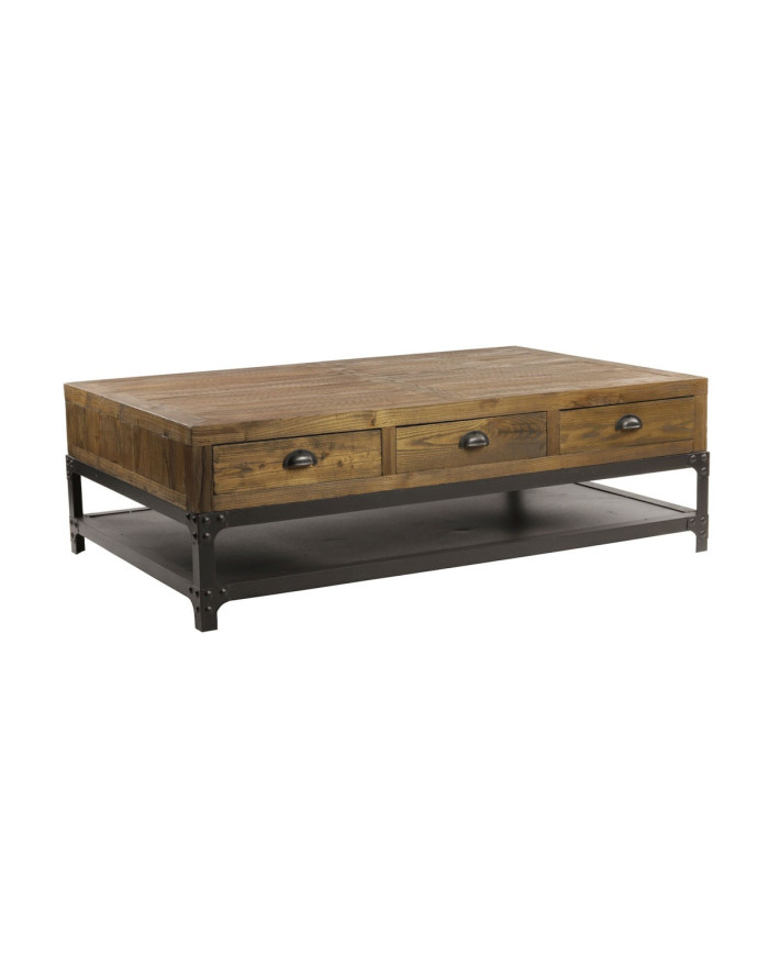 Table basse design industriel en bois/métal Cheddar