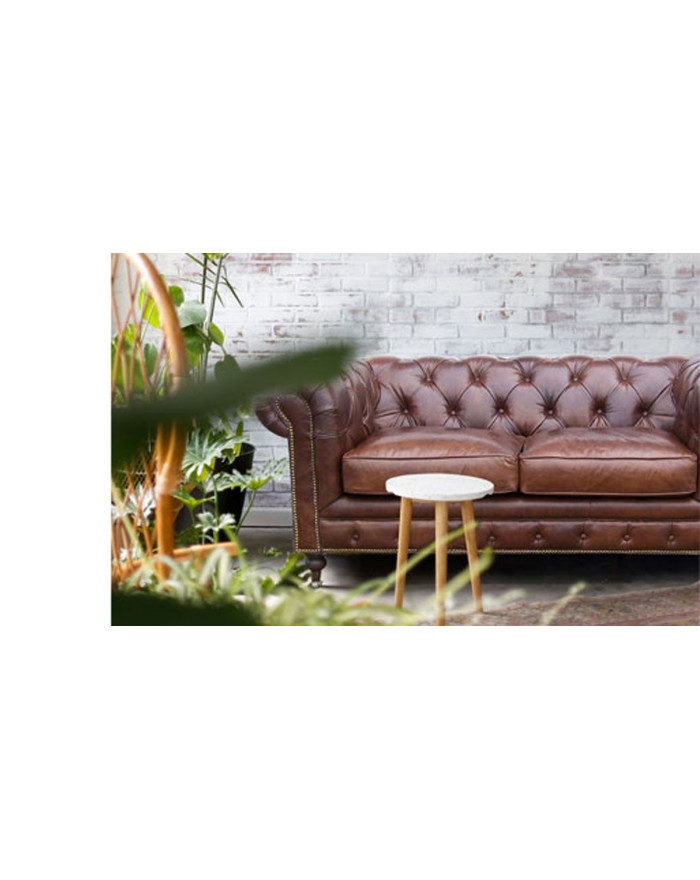 Canapé chesterfield 2 places cuir marron Borrows