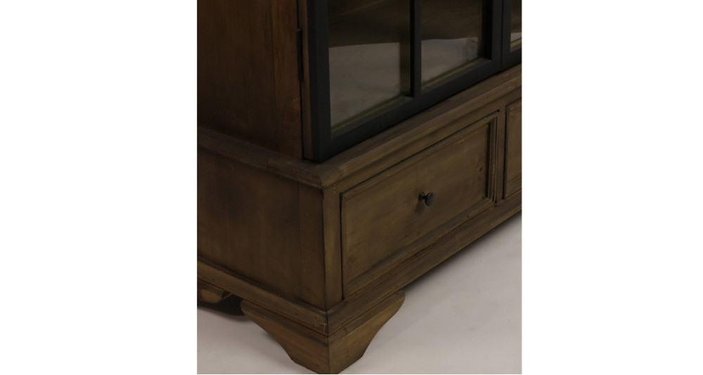 Armoire industrielle en bois recyclé et portes vitrées Pappas