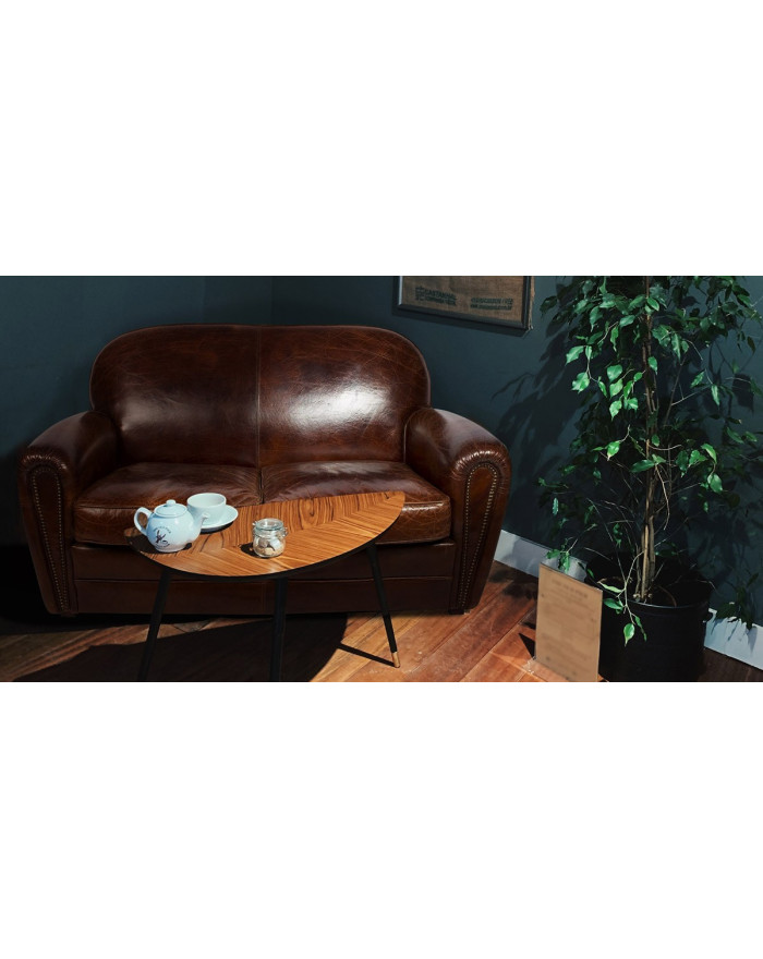 Canapé club 2 places cuir pleine fleur marron Richmond - 1