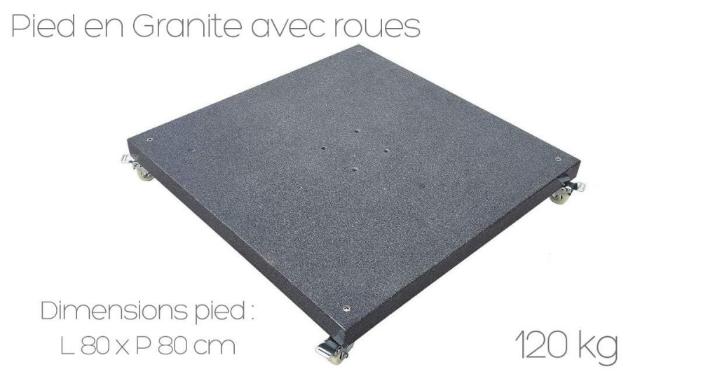 Parasol haut de gamme carré toile grise anti U.V Ohio