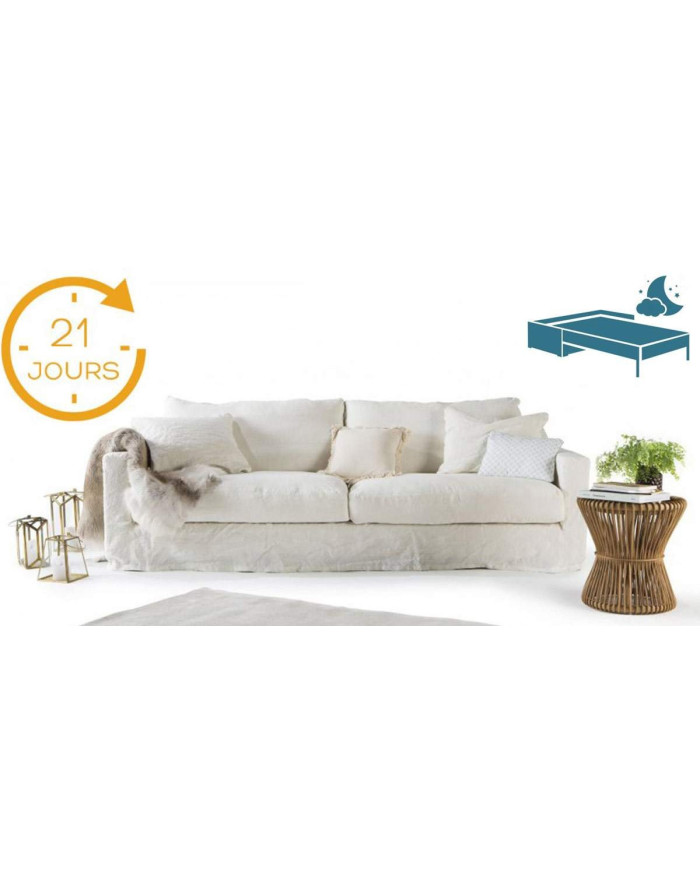 Canapé en lin couchage 140 Bidart livraison rapide - Home Spirit