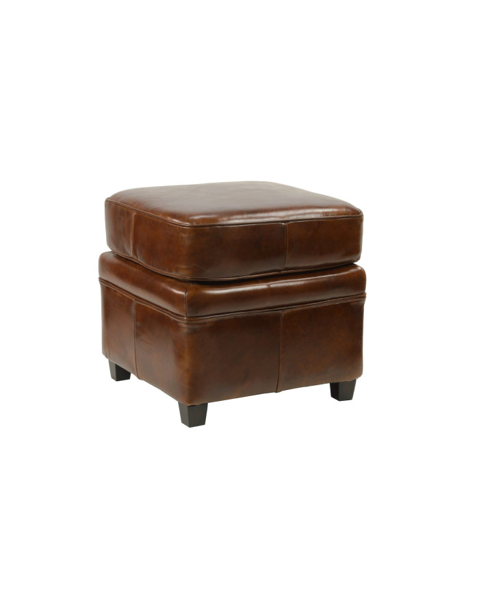 Pouf 45 x 45 cm en cuir pleine fleur Red River - 1