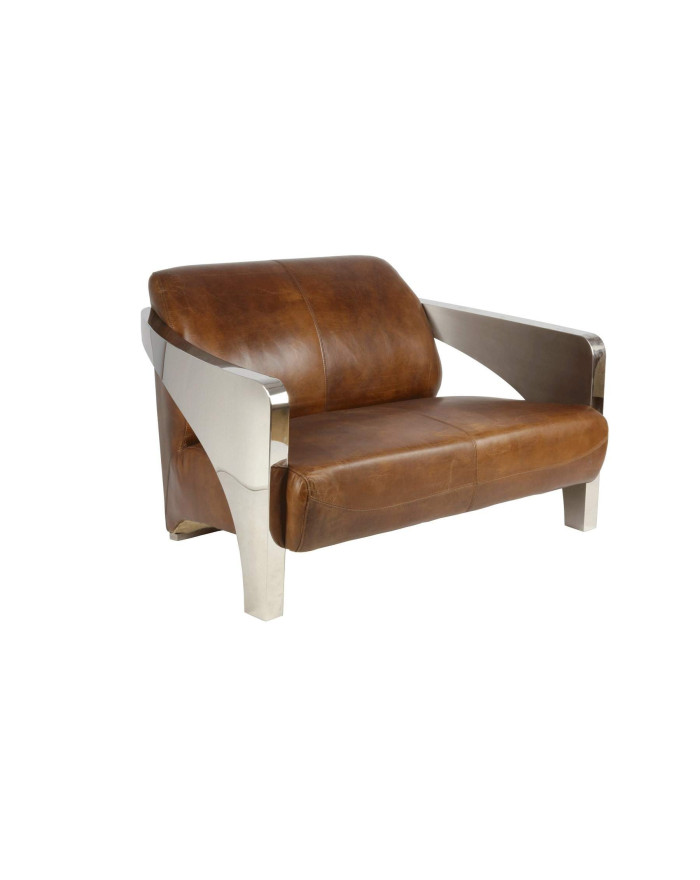 Canapé en cuir et inox chromé Stacyville