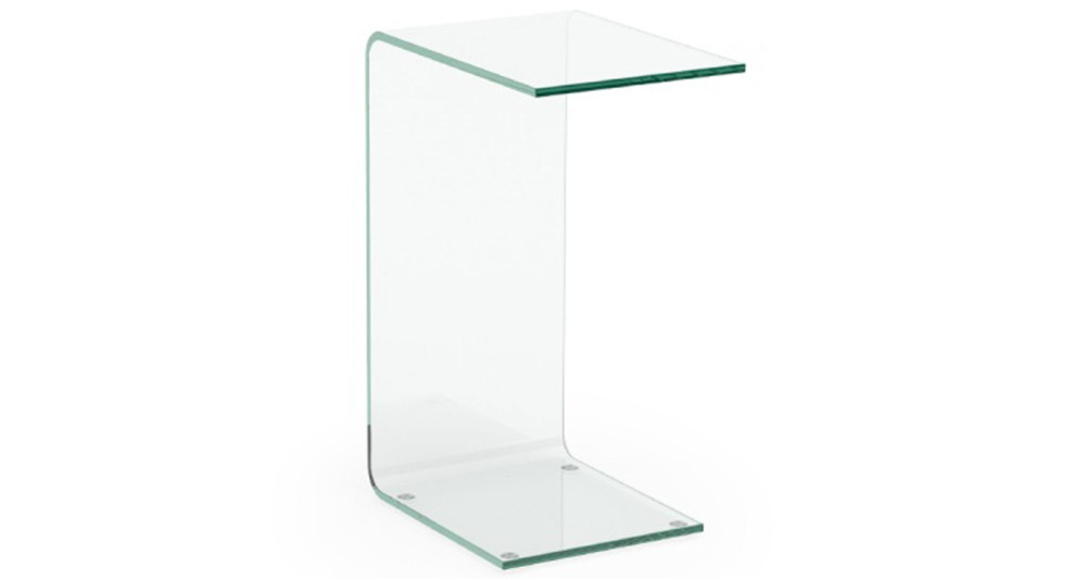 Bout de canapé minimaliste en verre courbé à chaud Eva