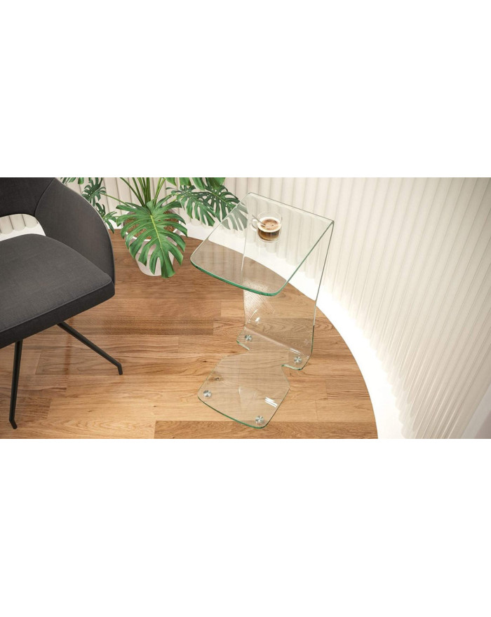 Bout de canapé en verre clair Alunia