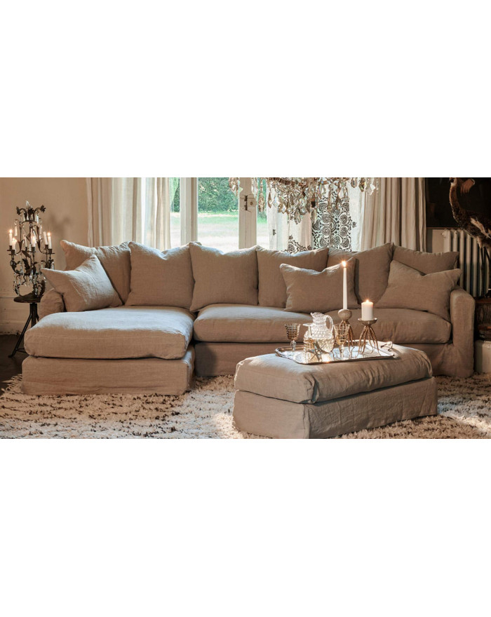 Pouf XL lin, lin froissé Biarritz Home Spirit