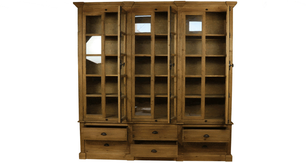 Grande vitrine classique en bois recyclé Hugoton