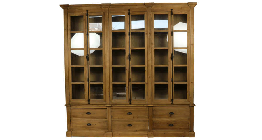 Grande vitrine classique en bois recyclé Hugoton