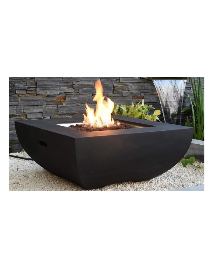 Table braséro noire aspect béton ciré Aurora