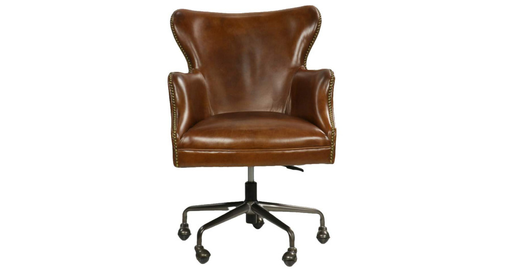Fauteuil bureau cuir vintage Safford