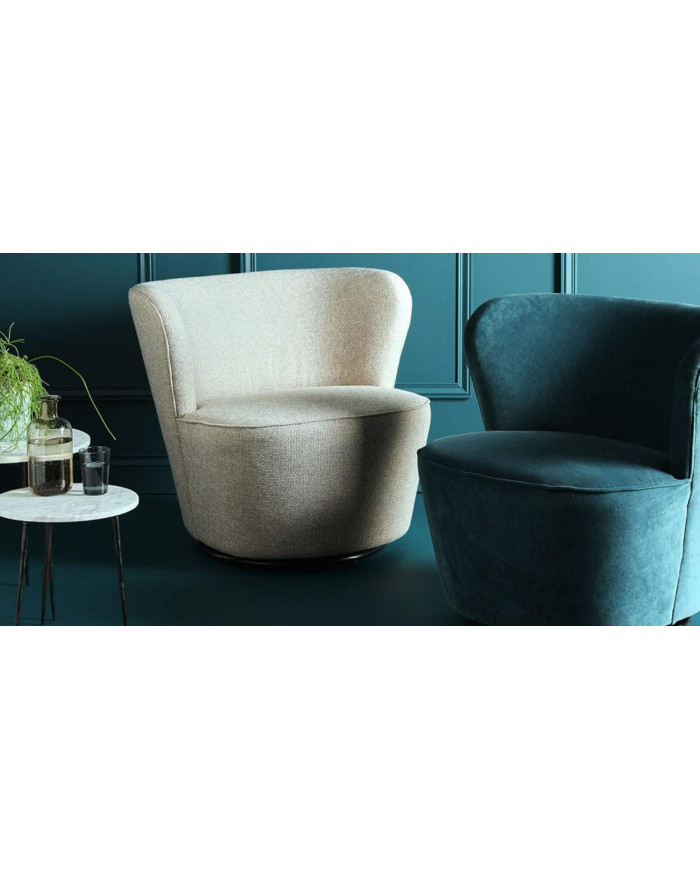 Fauteuil Barnabé pivotant en tissu tramé coloris lin
