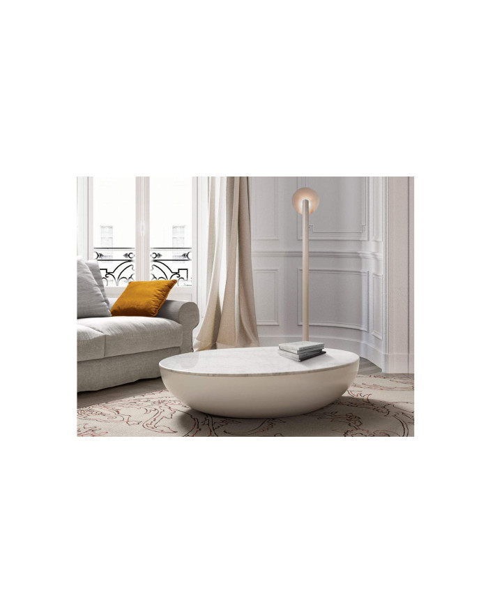 Table basse ovale en marbre blanc Luna