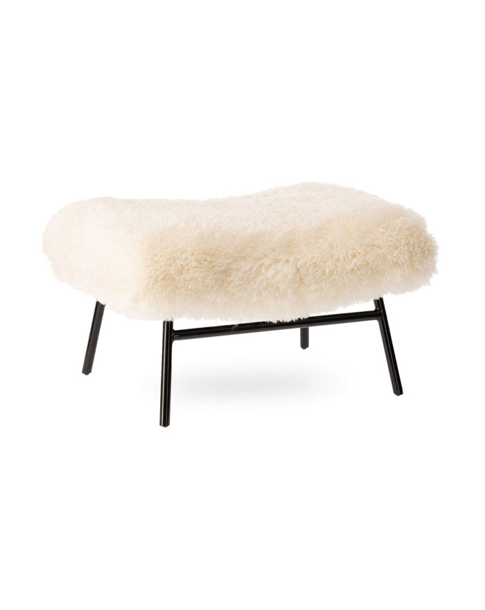 Repose pieds fausse fourrure blanche Domme