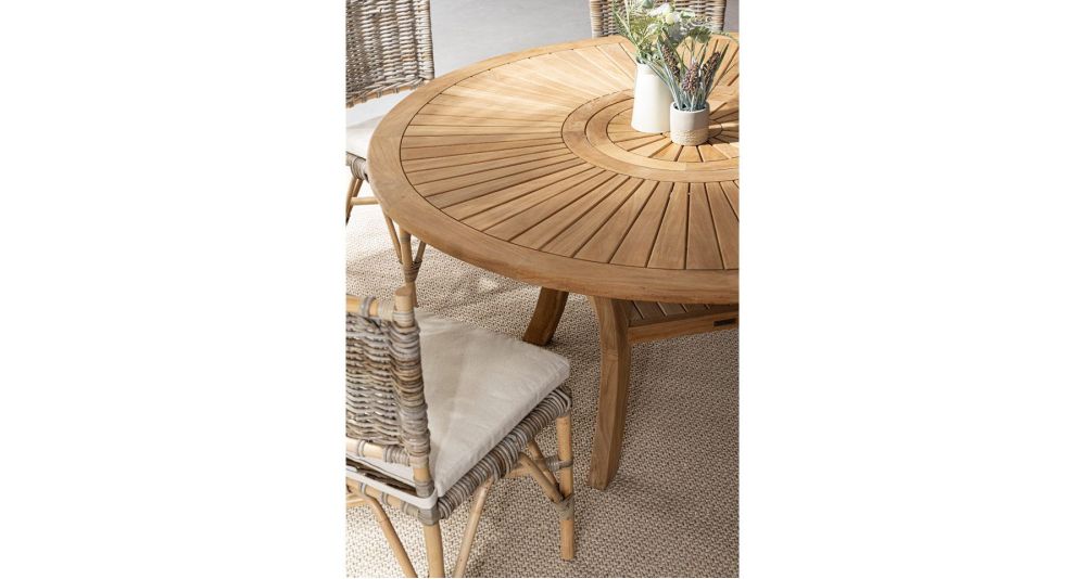 Table ronde teck plateau tournant Maryland