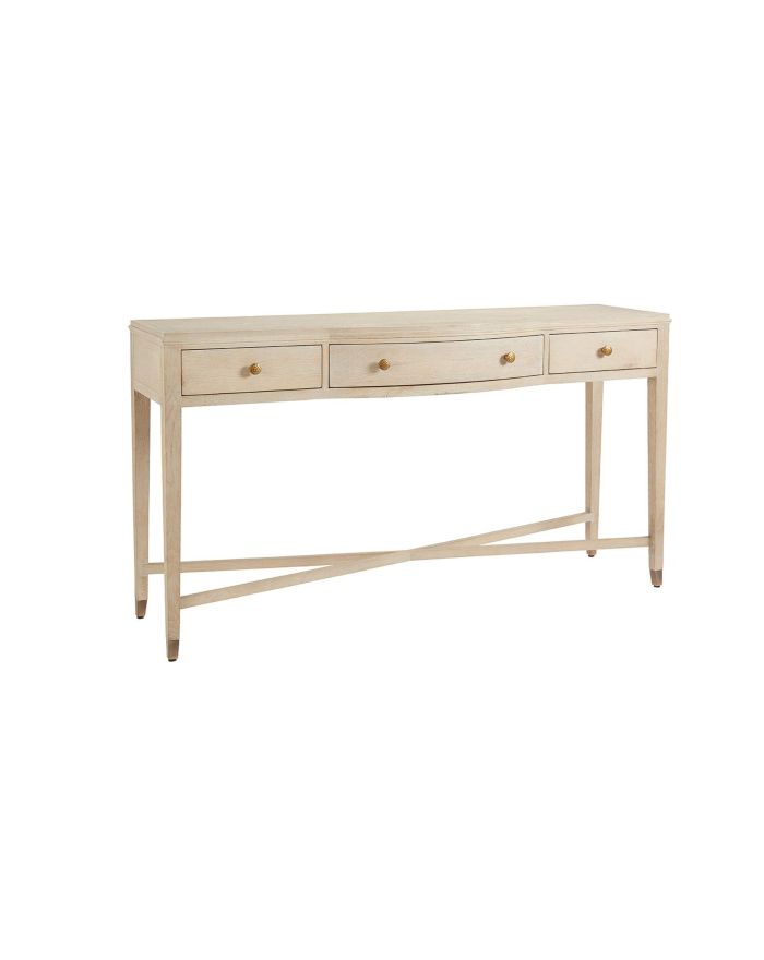 Console 3 tiroirs en chêne et laiton Ines