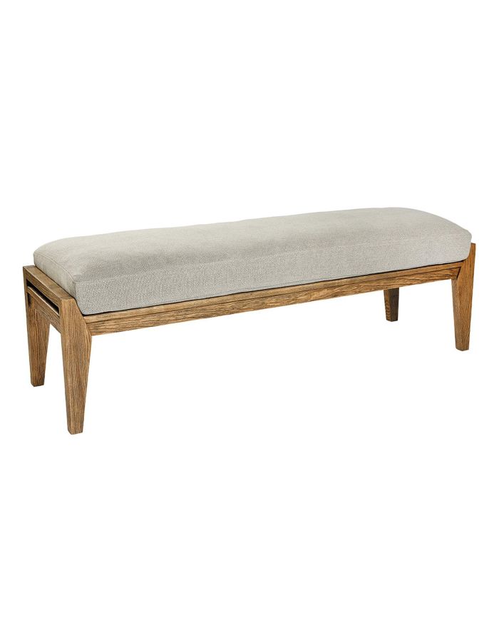 Banc en bois et matelas lin mélangé Paul