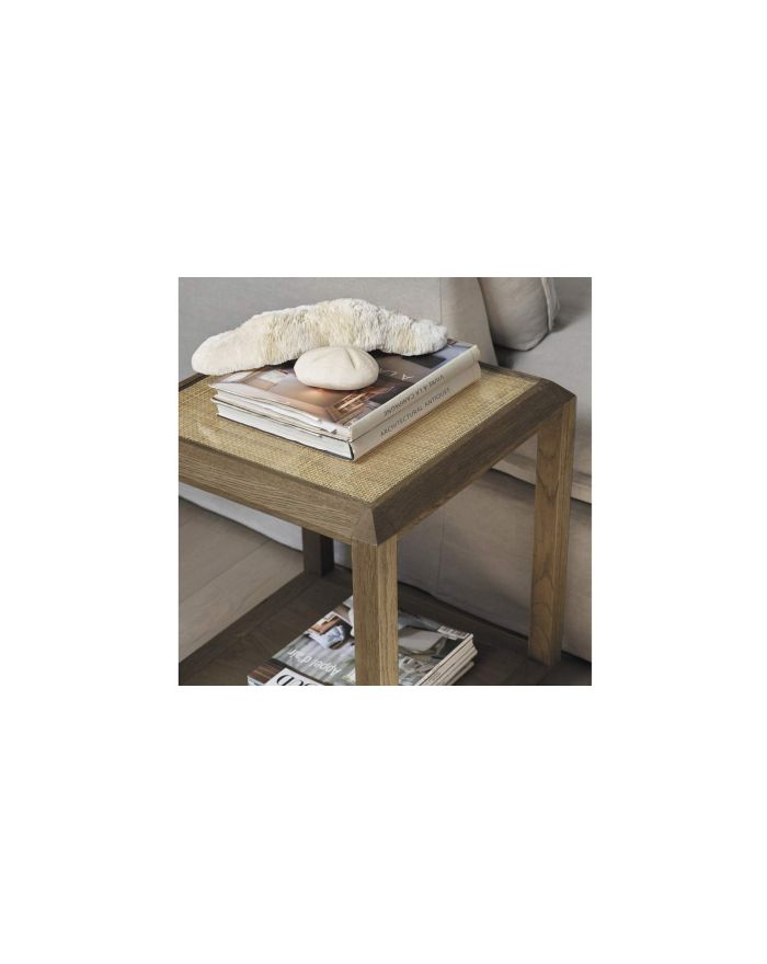 Bout de canapé en chêne et cannage Ema