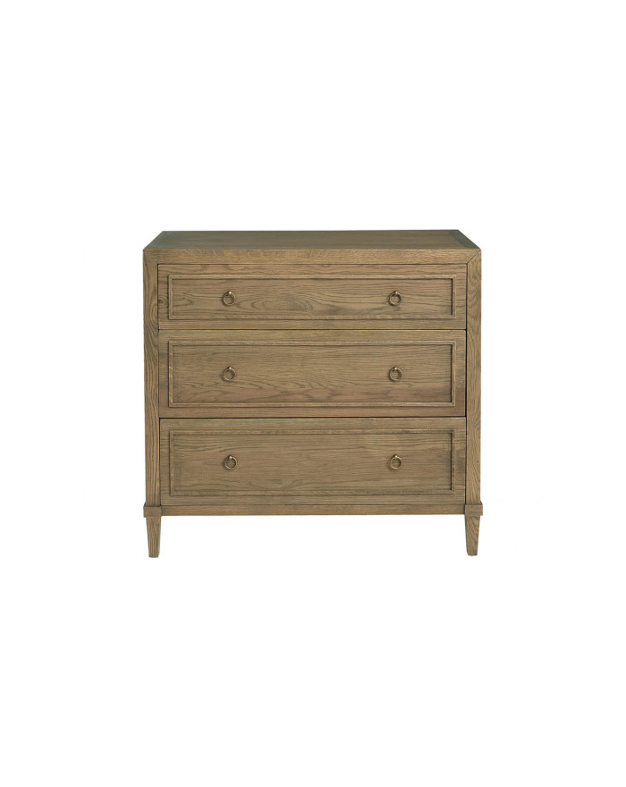 Commode chêne et cuivre 3 tiroirs