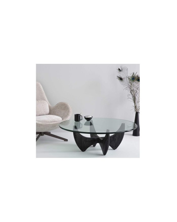 Table basse ronde années 50 en verre Harper