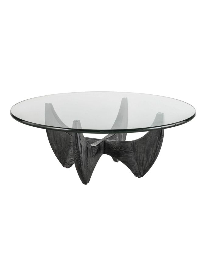 Table basse ronde années 50 en verre Harper