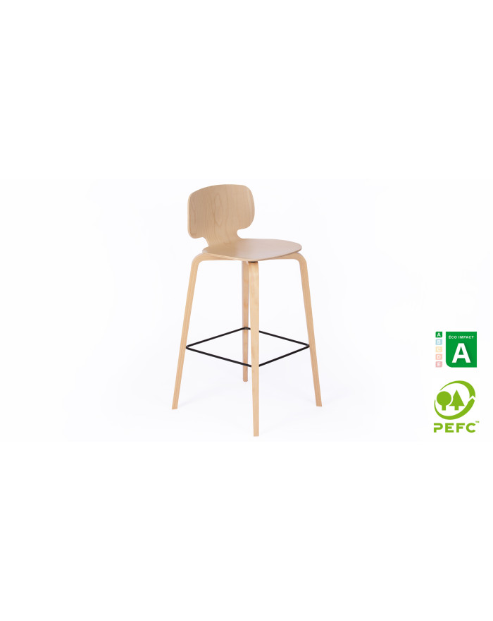 Chaise de bar française en hêtre Bar H10