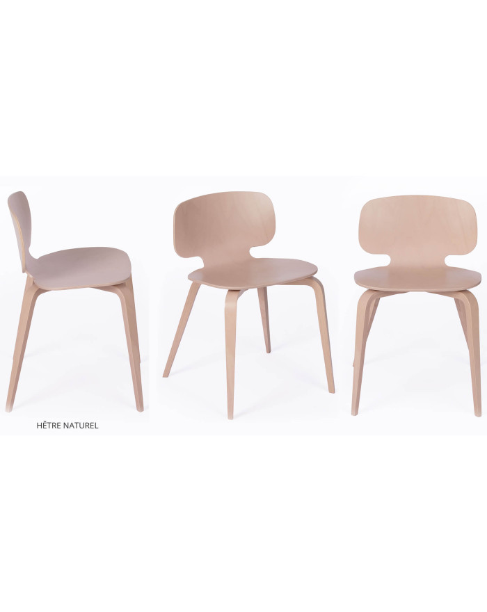Chaise H10 en bois de hêtre, plusieurs coloris.