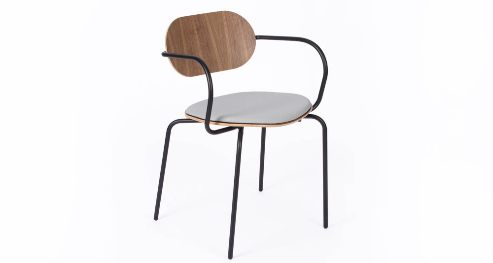 Chaise ML10 en bois de noyer et métal - Fabrication française