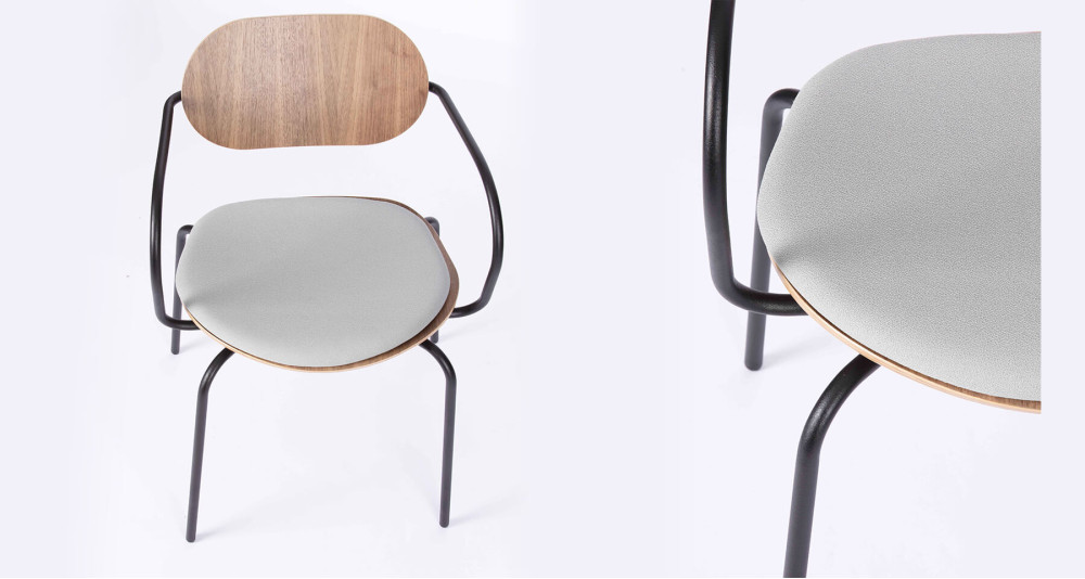 Chaise ML10 en bois de noyer et métal - Fabrication française