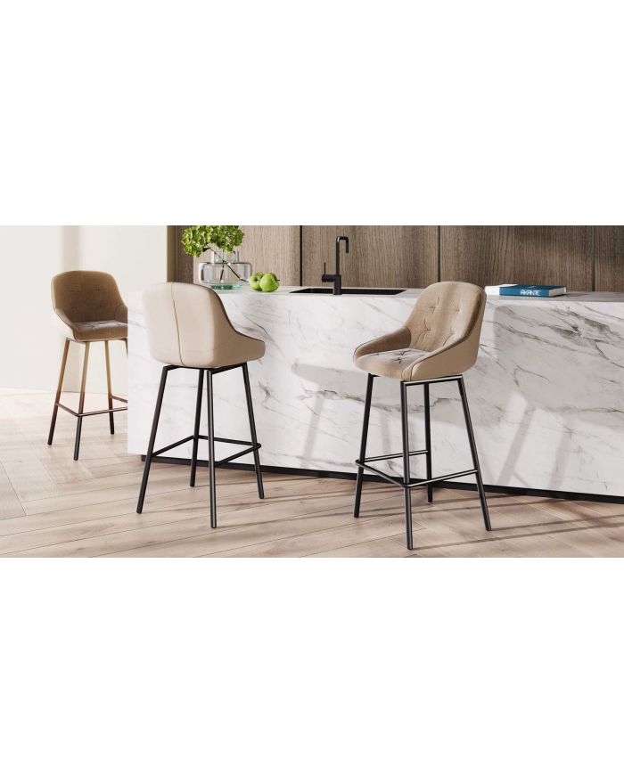 Tabouret mi haut capitonné contemporain Twin Peaks taupe