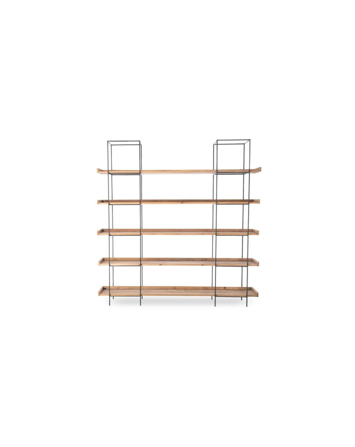 Etagère industrielle en bois de pin et métal noir Schola