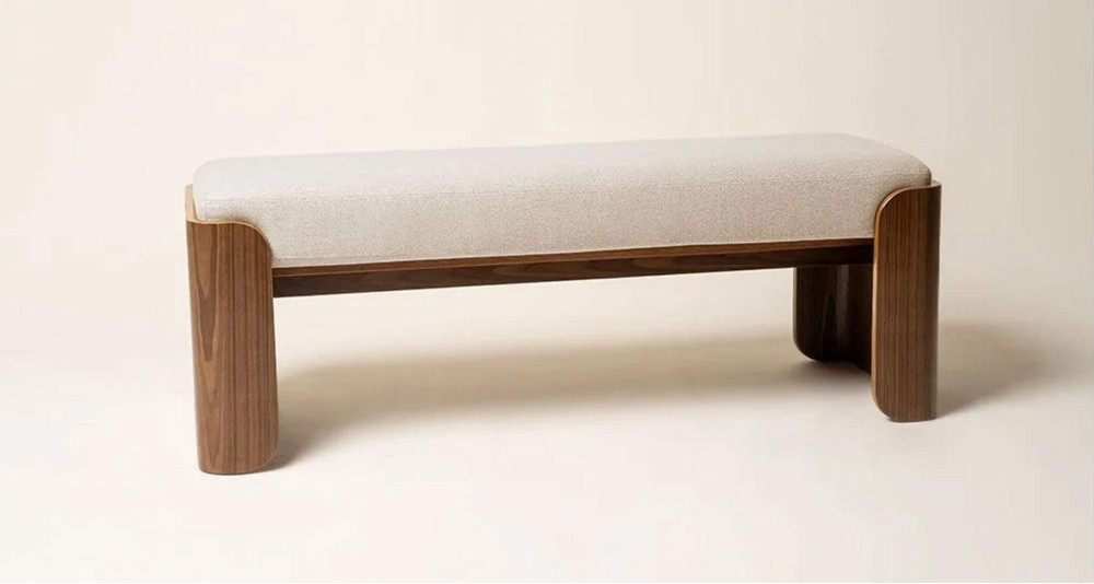 Banc tapissé en bois peuplier massif naturel Jodie