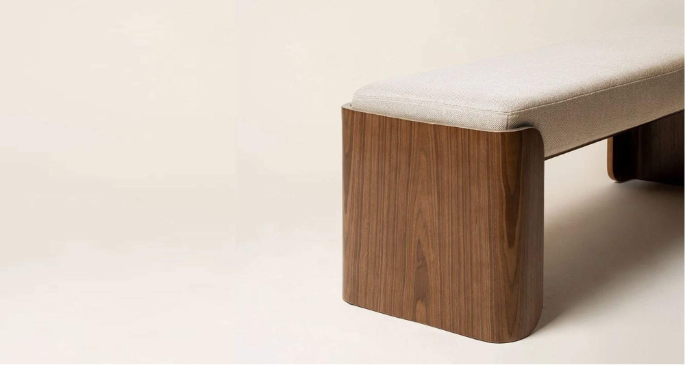 Banc tapissé en bois peuplier massif naturel Jodie