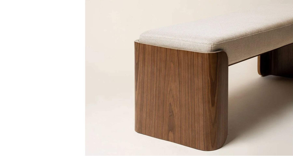 Banc tapissé en bois peuplier massif naturel Jodie