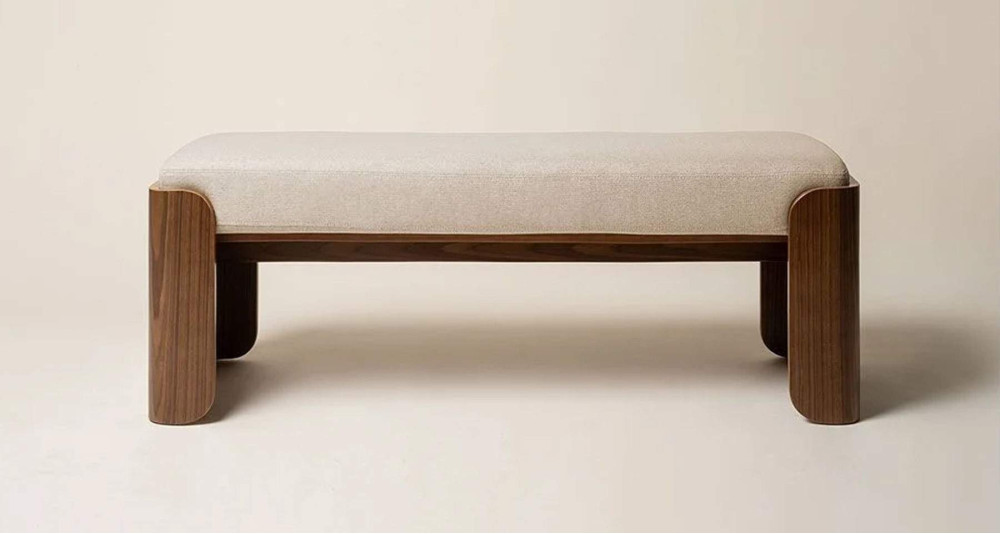 Banc tapissé en bois peuplier massif naturel Jodie