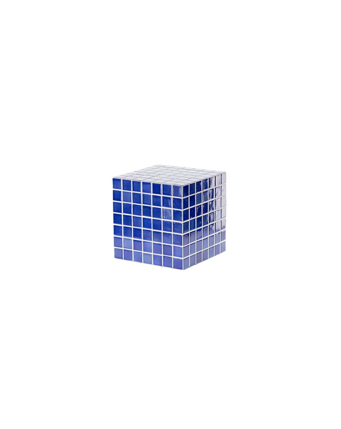Table d'appoint cube mosaique en céramique Kuboa bleu - 2