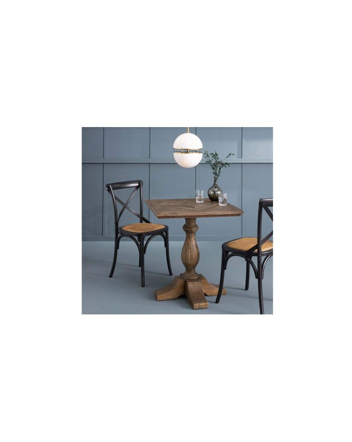 Table bistrot plateau dalle de parquet Agathe
