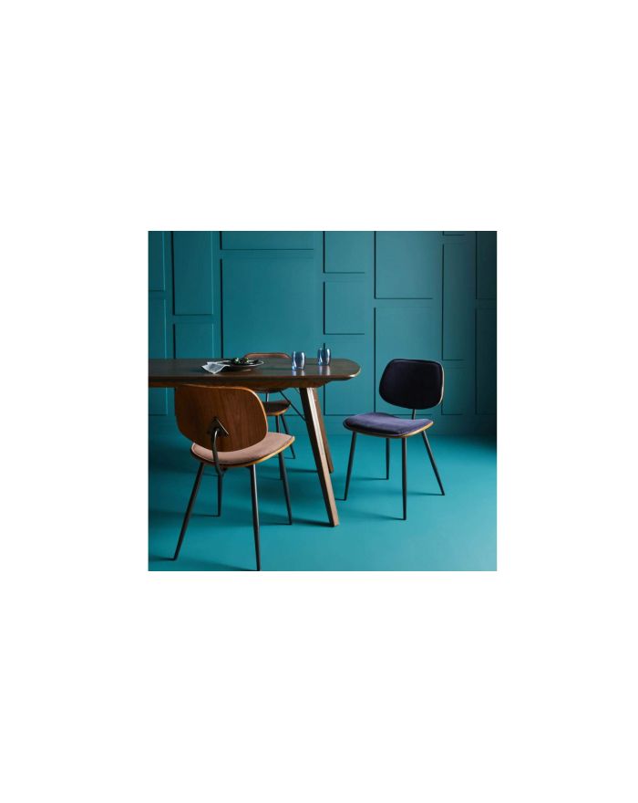 Lot 2 chaises années 50 en velours Olympia bleu