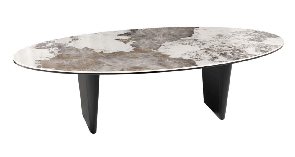 Table basse ovale en céramique 140 x 70 cm Hyrule