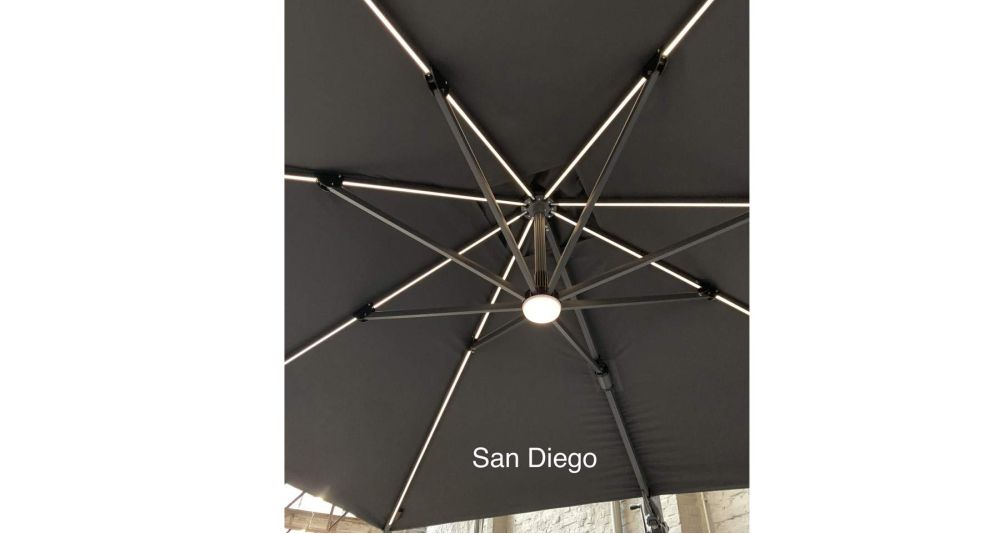 Parasol déporté haut de gamme avec lumières Led San Diego