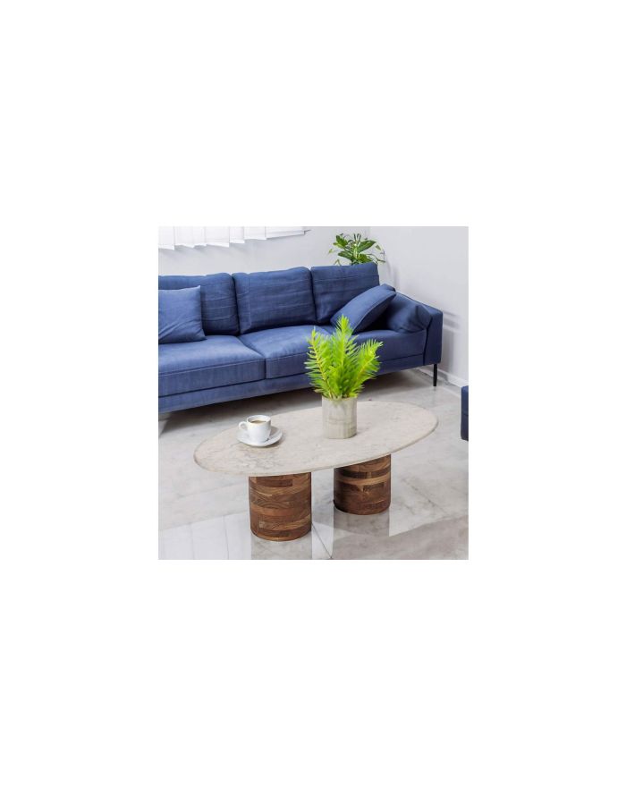 Table basse contemporaine en marbre et bois Madina 2