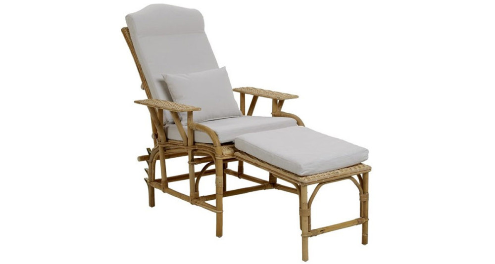 Chaise longue Grand-Mère en éclisse de rotin naturelle