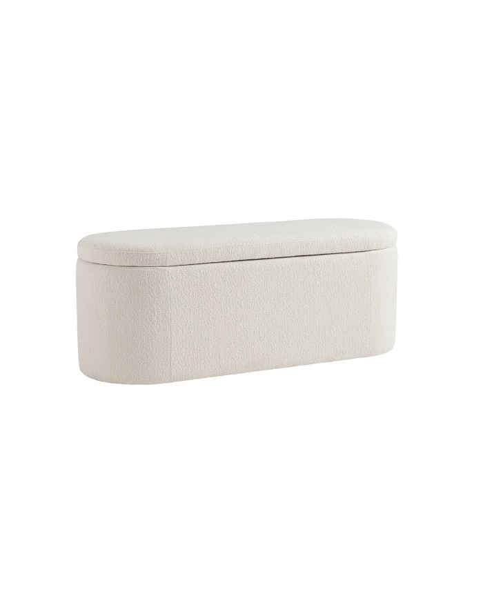 Banc coffre en tissu bouclette crème Lisette