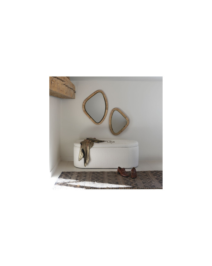 Banc coffre en tissu bouclette crème Lisette