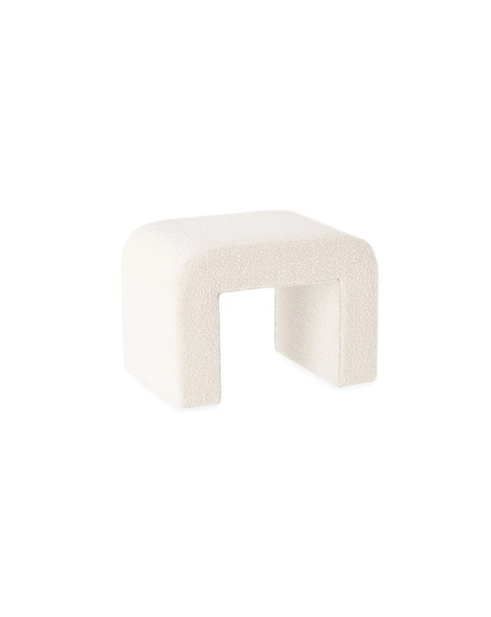 Tabouret arrondi design en tissu Lhassa blanc 2