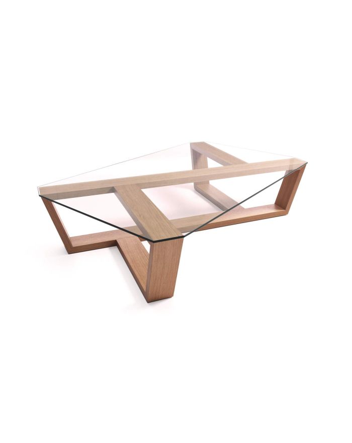 Table basse bois et verre design luxe Agol
